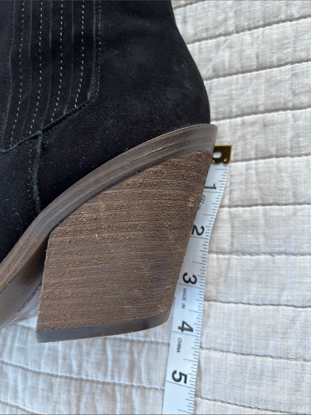 Vince Camuto Ackella Black Suede western Square Toe Bootie 7.5 - Picture 11 of 11
